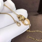 Cartier 18k Yellow Gold Love 2 Hoops Gold Chain Bracelet
