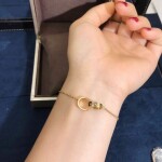 Cartier 18k Yellow Gold Love 2 Hoops Gold Chain Bracelet