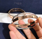 Cartier Cross Love Bracelet In 18k Pink Gold And White Gold Pave Diamonds