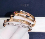 Cartier Cross Love Bracelet In 18k Pink Gold And White Gold Pave Diamonds