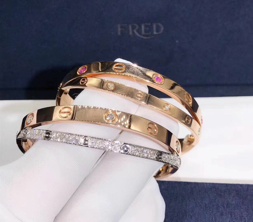 Cartier Cross Love Bracelet In 18k Pink Gold And White Gold Pave Diamonds