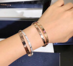 Cartier Cross Love Bracelet In 18k Pink Gold And White Gold Pave Diamonds