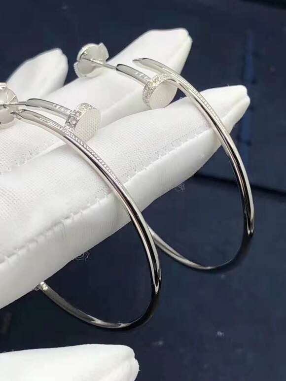 Cartier Juste Un Clou Diamond 18k White Gold Hoop Earrings