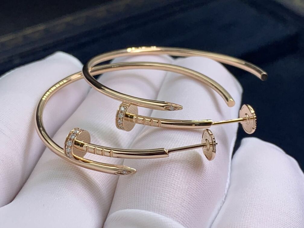 Cartier Juste Un Clou Earrings In 18k Pink Gold Diamonds