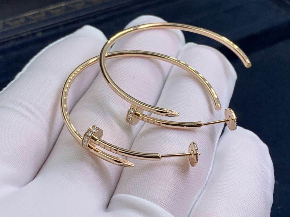 Cartier Juste Un Clou Earrings In 18k Pink Gold Diamonds