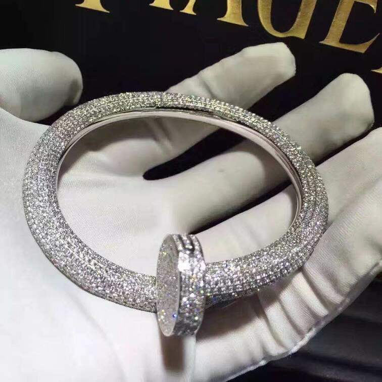 Cartier Juste Un Clou Fully Diamond Paved Bracelet Extra Large Model In 18k White Gold