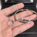 Cartier Juste Un Clou Nail Bracelet 18k White Gold Set Diamonds