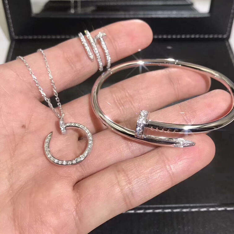 Cartier Juste Un Clou Nail Bracelet 18k White Gold Set Diamonds