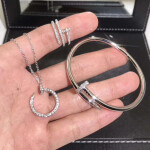 Cartier Juste Un Clou Nail Bracelet 18k White Gold Set Diamonds