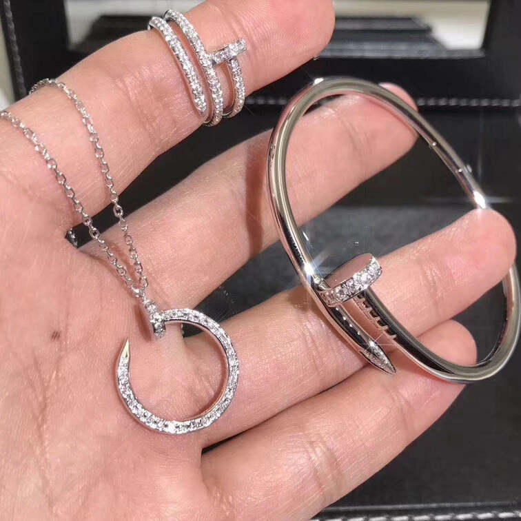 Cartier Juste Un Clou Nail Bracelet 18k White Gold Set Diamonds