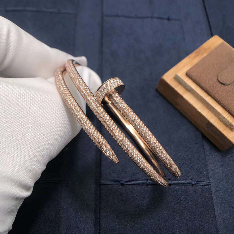Cartier Juste Un Clou Nail Bracelet 2 Rows Paved Diamonds