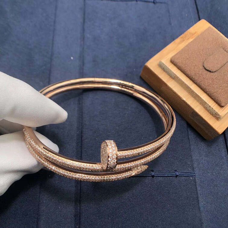 Cartier Juste Un Clou Nail Bracelet 2 Rows Paved Diamonds