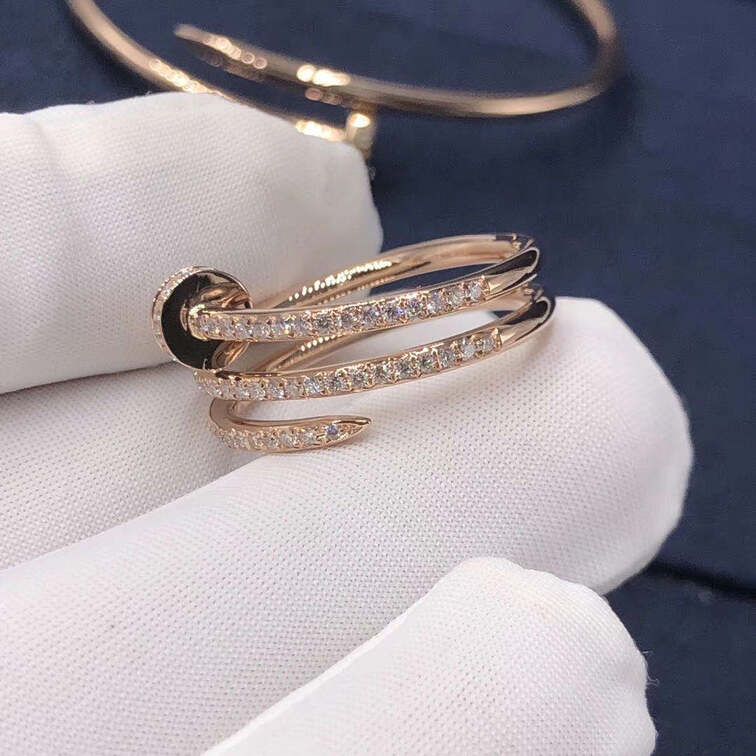 Cartier Juste Un Clou Triple Wrap Nail Ring Rose Gold Pave Diamond