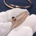 Cartier Juste Un Clou Triple Wrap Nail Ring Rose Gold Pave Diamond