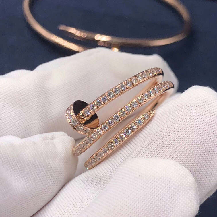 Cartier Juste Un Clou Triple Wrap Nail Ring Rose Gold Pave Diamond