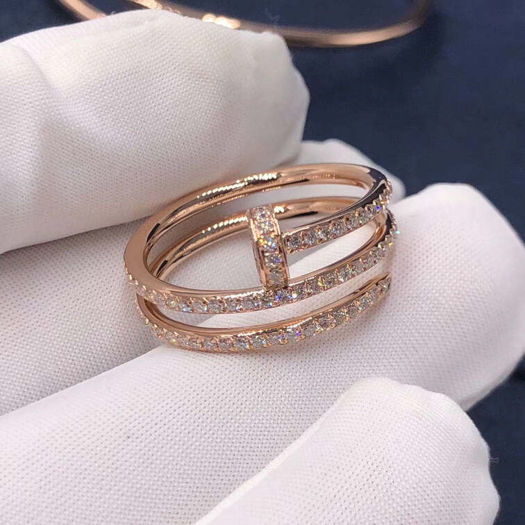 Cartier Juste Un Clou Triple Wrap Nail Ring Rose Gold Pave Diamond