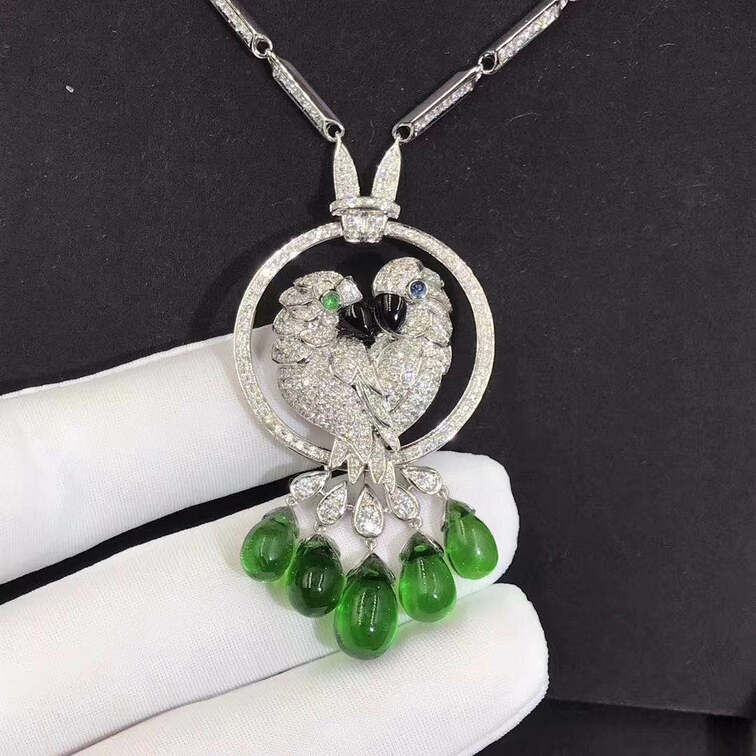 Cartier Les Oiseaux Liberes Necklace 18k White Gold Paved Diamonds