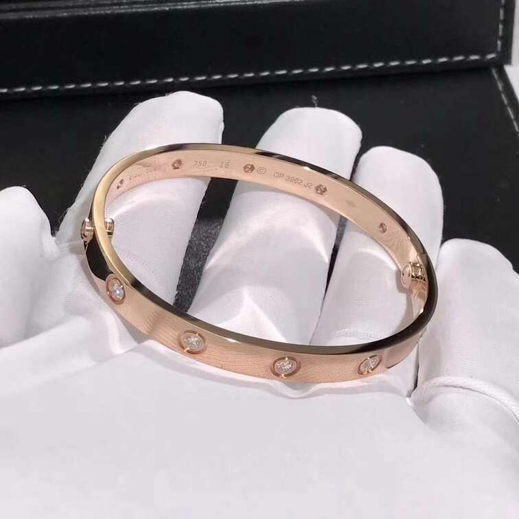 Cartier Love Bracelet 18k Pink Gold With 10 Diamonds