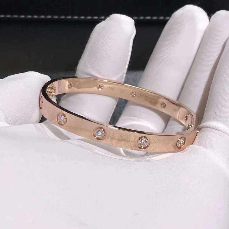 Cartier Love Bracelet 18k Pink Gold With 10 Diamonds