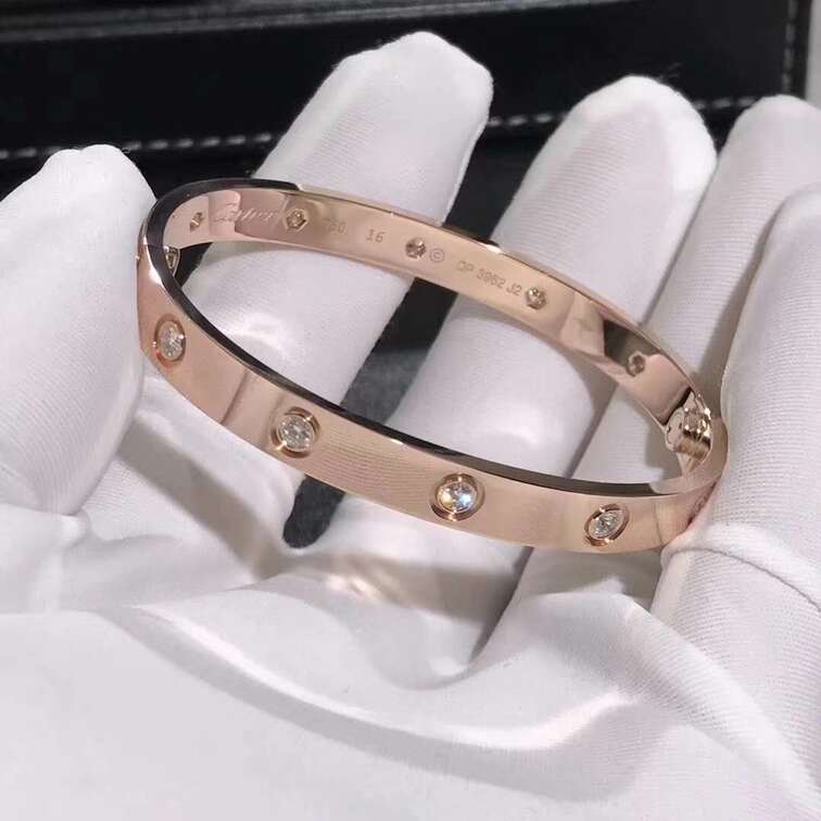 Cartier Love Bracelet 18k Pink Gold With 10 Diamonds