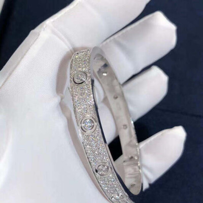 Cartier Love Bracelet 18k White Gold Diamond Paved