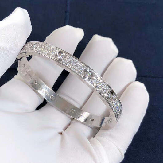 Cartier Love Bracelet 18k White Gold Diamond Paved