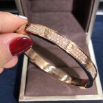 Cartier Love Bracelet 204 Diamond Paved 18k Rose Gold