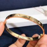 Cartier Love Bracelet 4 Diamonds In 18k Yellow Gold