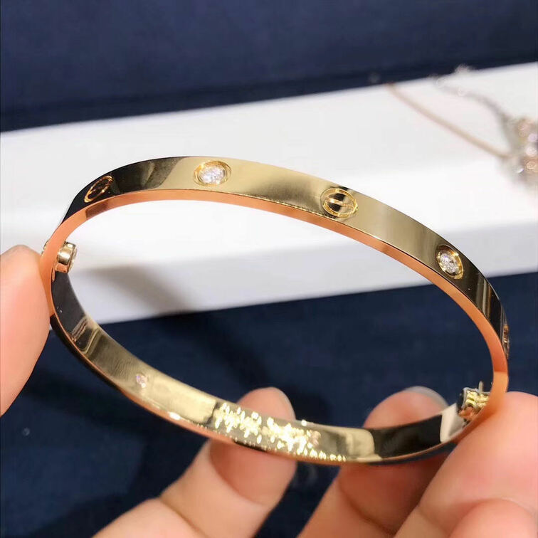 Cartier Love Bracelet 4 Diamonds In 18k Yellow Gold