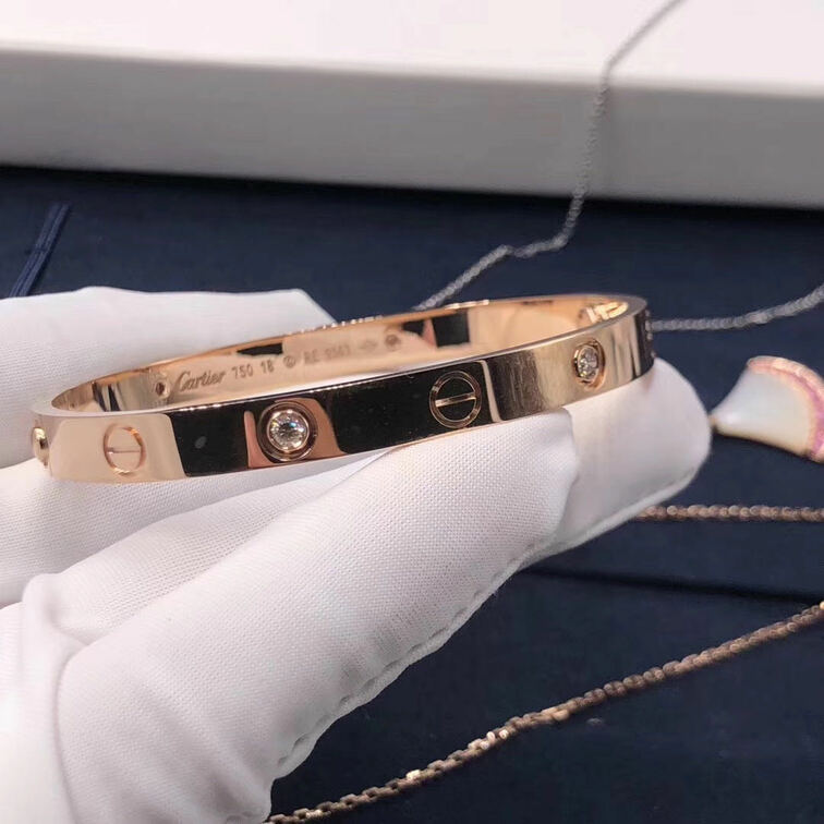 Cartier Love Bracelet With 4 Diamonds 18k Rose Gold
