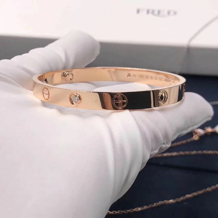 Cartier Love Bracelet With 4 Diamonds 18k Rose Gold