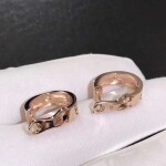 Cartier Love Earrings 18k Pink Gold Set 1 Diamond
