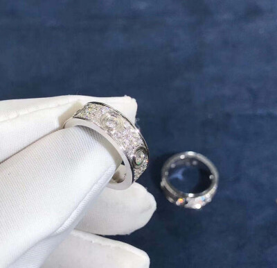 Cartier Love Ring 18k White Gold Pave Diamonds