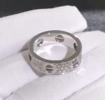 Cartier Love Ring 18k White Gold Paved Diamonds Black Ceramic