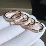Cartier Love Ring 26mm Band Small Model 18k Pink Gold Pave Diamonds