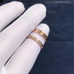 Cartier Love Ring 26mm Band Small Model 18k Pink Gold Pave Diamonds
