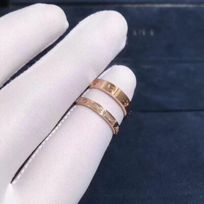 Cartier Love Ring 26mm Band Small Model 18k Pink Gold Pave Diamonds