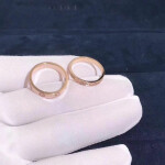 Cartier Love Ring 26mm Band Small Model 18k Pink Gold Pave Diamonds