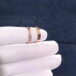 Cartier Love Ring 26mm Band Small Model 18k Pink Gold Pave Diamonds