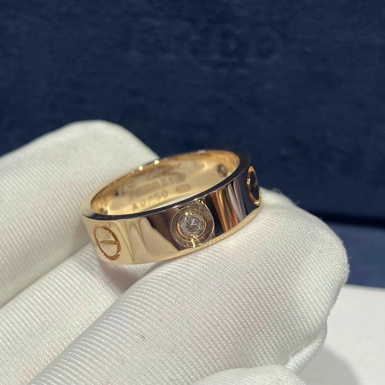 Cartier Love Ring Set With 3 Diamonds 18k Yellow Gold