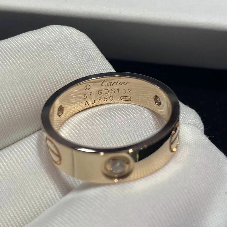 Cartier Love Ring Set With 3 Diamonds 18k Yellow Gold