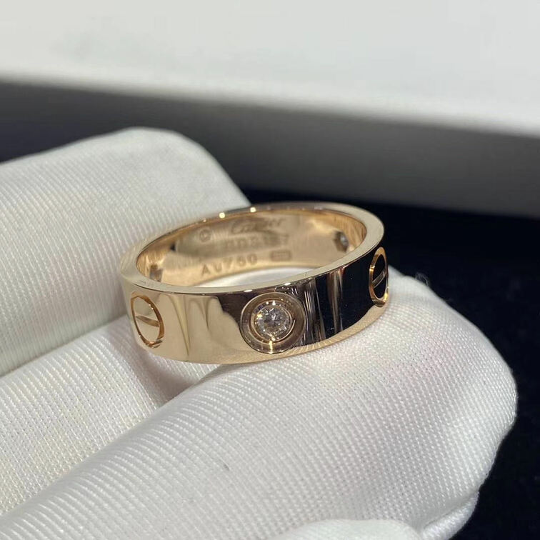 Cartier Love Ring Set With 3 Diamonds 18k Yellow Gold