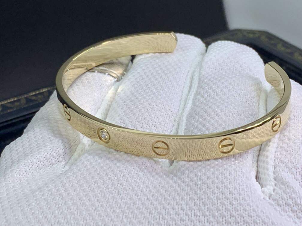Cartier Open Cuff Love Diamond Yellow Gold Bracelet