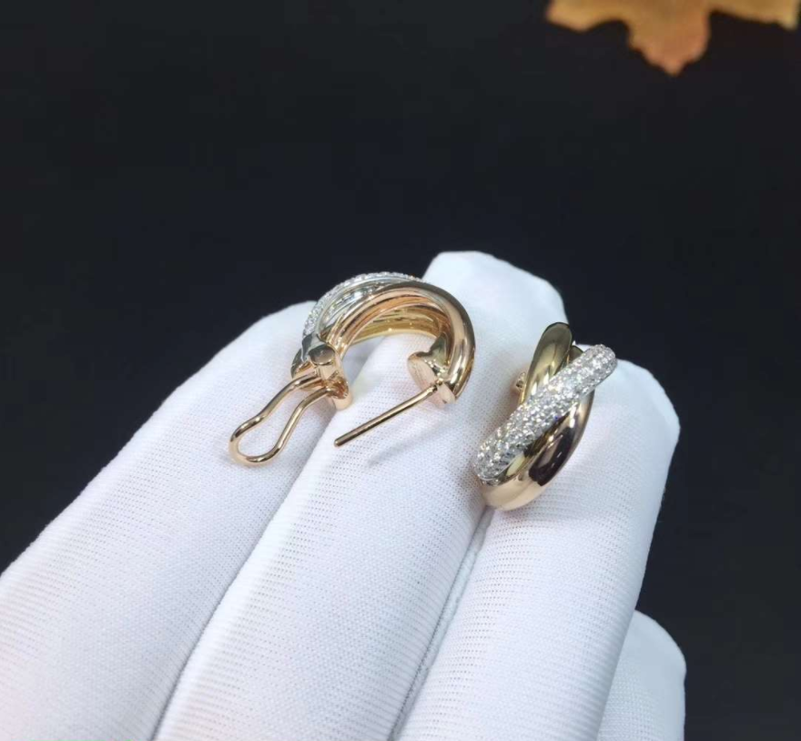 Cartier Trinity 18k White Gold 18k Rose Gold 18k Yellow Gold Earrings