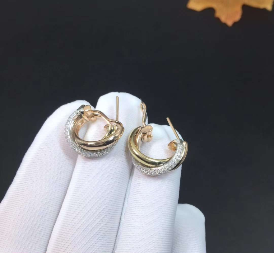 Cartier Trinity 18k White Gold 18k Rose Gold 18k Yellow Gold Earrings