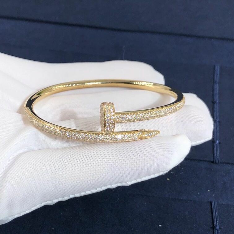 Classic Cartier Juste Un Clou Nail Bracelet 18k Yellow Gold With 374 Diamond Paved