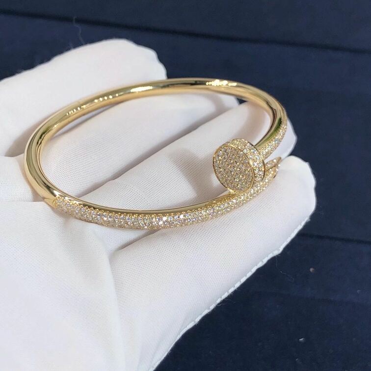 Classic Cartier Juste Un Clou Nail Bracelet 18k Yellow Gold With 374 Diamond Paved