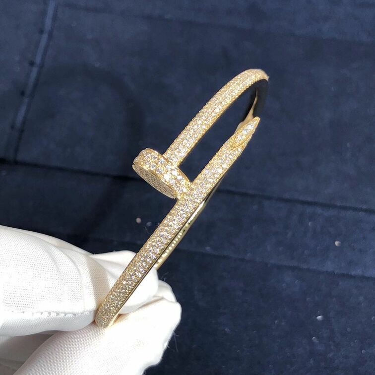 Classic Cartier Juste Un Clou Nail Bracelet 18k Yellow Gold With 374 Diamond Paved