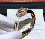 Classic Panthere De Cartier Bracelet Pink Gold Diamonds Emeralds Onyx