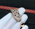 Classic Panthere De Cartier Bracelet Pink Gold Diamonds Emeralds Onyx